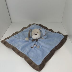 Carters Blue Puppy Dog Woof Security Blanket Plush 15” Stuffed Toy Lovey